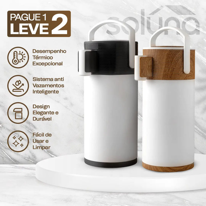 [PAGUE 1 LEVE 2] Garrafa Térmica CaféLux® + BRINDE: Conjunto 4 Xícaras de Porcelana