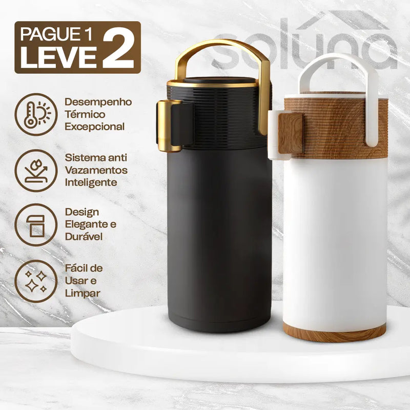 [PAGUE 1 LEVE 2] Garrafa Térmica CaféLux® + BRINDE: Conjunto 4 Xícaras de Porcelana